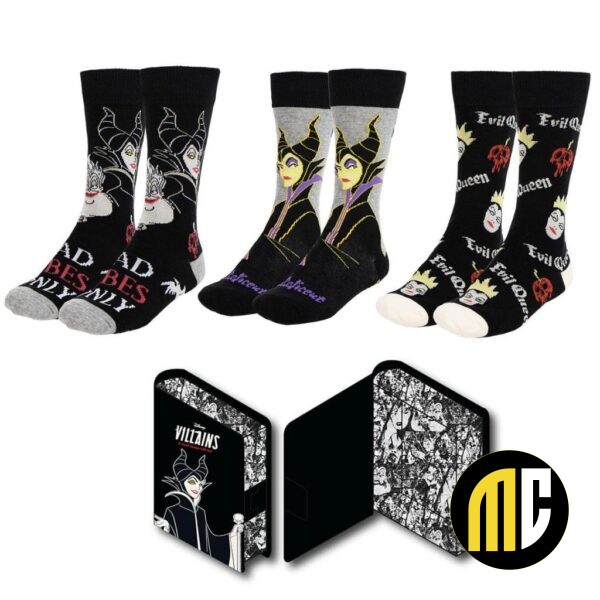 DISNEY VILLAINS - Pack de 3 Paires de Chaussettes (Taille 36-43)