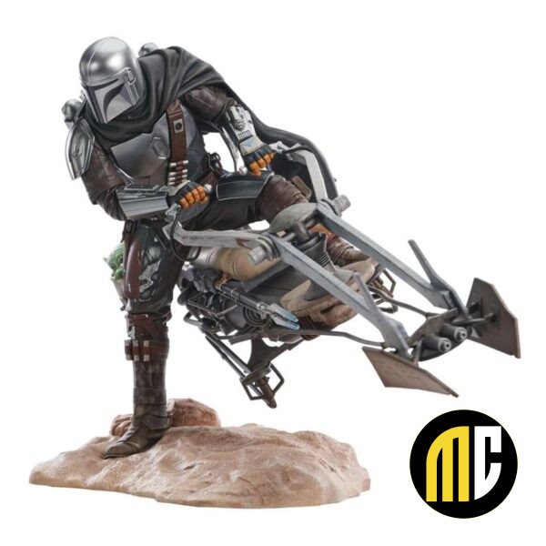 THE MANDALORIAN - Din Djarin avec Speeder - Statuette Prem. Coll. 25cm