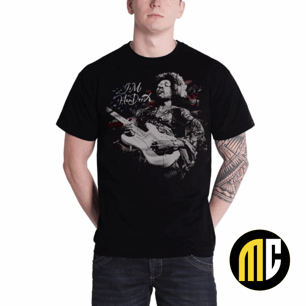 MUSIC - T-Shirt Jimi Hendrix Flag (S)