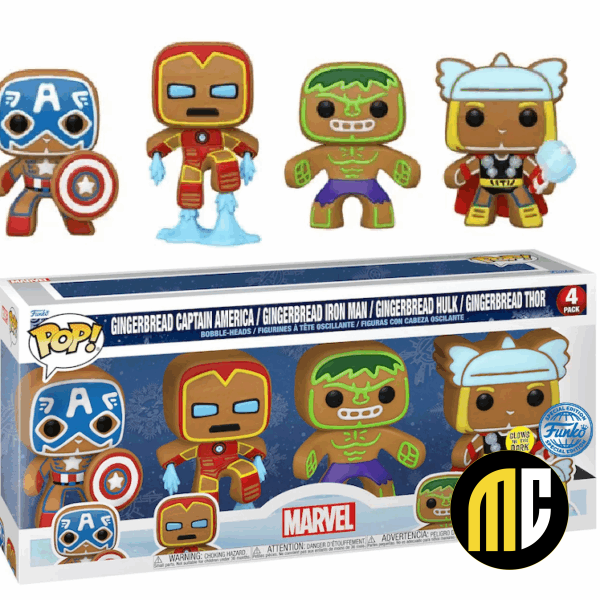 MARVEL - Holiday Gingerbread - 4 Pack Funko Pop GITD SPECIAL EDITION