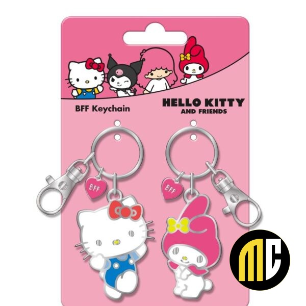 HELLO KITTY & MELODY - Set de 2 Portes-Clé BFF en Métal