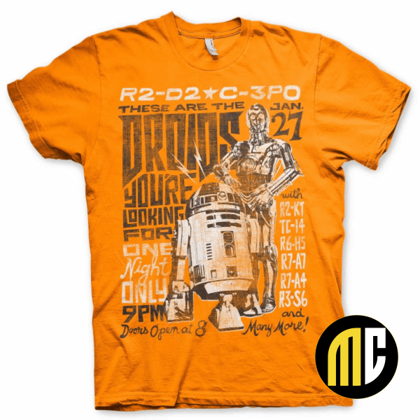 STAR WARS 7 - T-Shirt Droids Night - Orange (S)