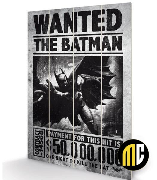 DC COMICS - Batman Arkham Origins Wanted - Impression sur bois 20x29.5