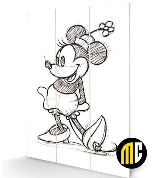 DISNEY - Minnie Mouse Sketched - Impression sur bois 20x29.5