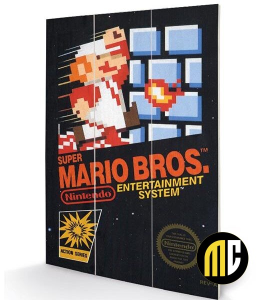 SUPER MARIO BROS - NES Cover - Impression sur bois 20x29.5