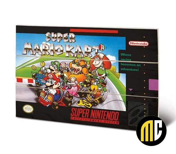 SUPER NINTENDO - Super Mario Kart - Impression sur bois 20x29.5