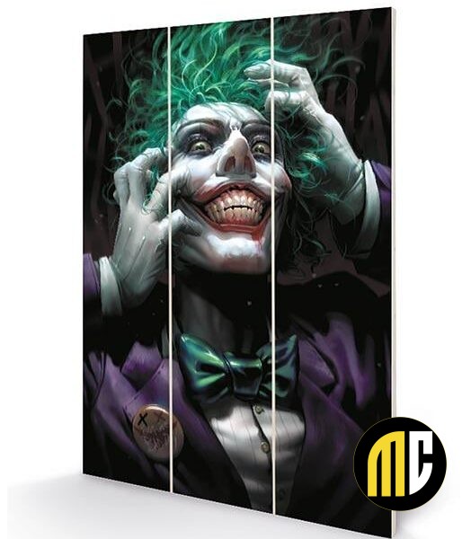 DC COMICS - Joker (Crazy Close Up) - Impression sur bois 20x29.5