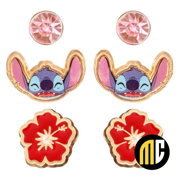 STITCH - Set de 3 Paires de Clous d'Oreilles
