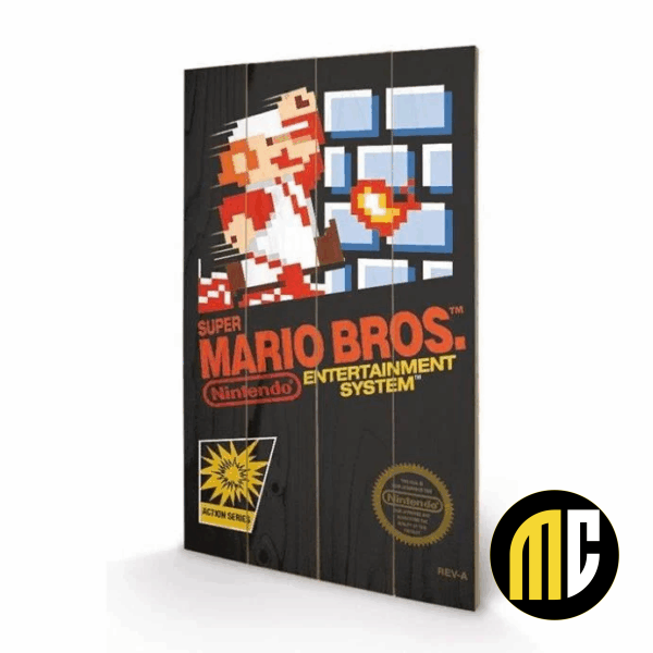 NINTENDO - Super Mario Bros NES Cover - Impression sur bois 40x59cm