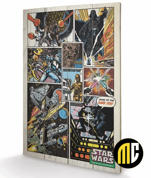 STAR WARS - Retro Comic - Impression sur bois 40x59cm