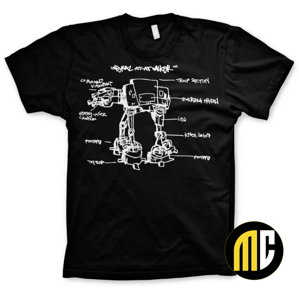 STAR WARS - T-Shirt AT-AT Sketch - Black (S)