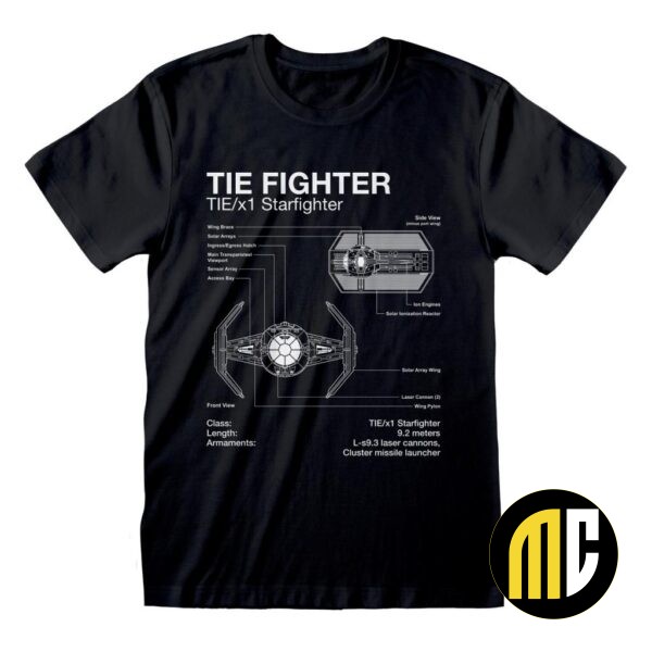 STAR WARS - T-Shirt - Tie Fighter Sketch (S)