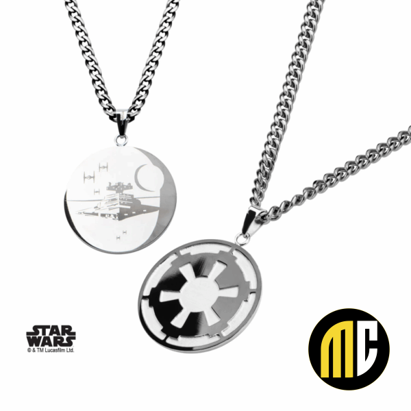 STAR WARS - Stainless Steel Empire and Death Star Pendant