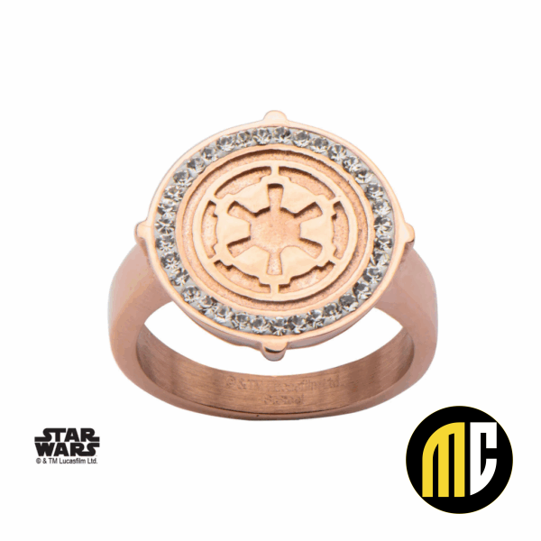 STAR WARS - Women's Stainless Steel Rose Gold Empire Symbol - Size 7