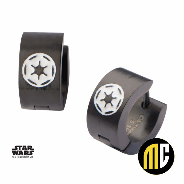STAR WARS - Stainless Steel Black Empire Logo Huggie Earrings