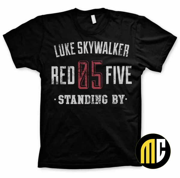 STAR WARS - T-Shirt Luke Skywalker Red 5 Standing - Black (L)