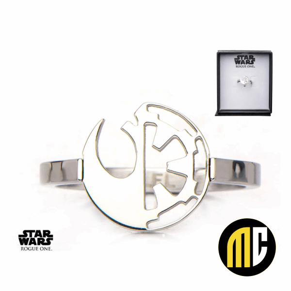 STAR WARS - Women's Stainless Steel Rebel Empire Cut Ring - Size 6