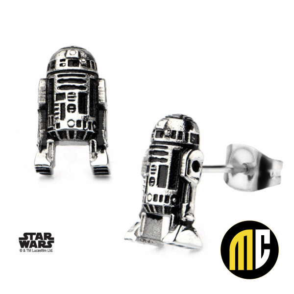 STAR WARS - Stainless Steel R2D2 3D Cast Stud Earrings
