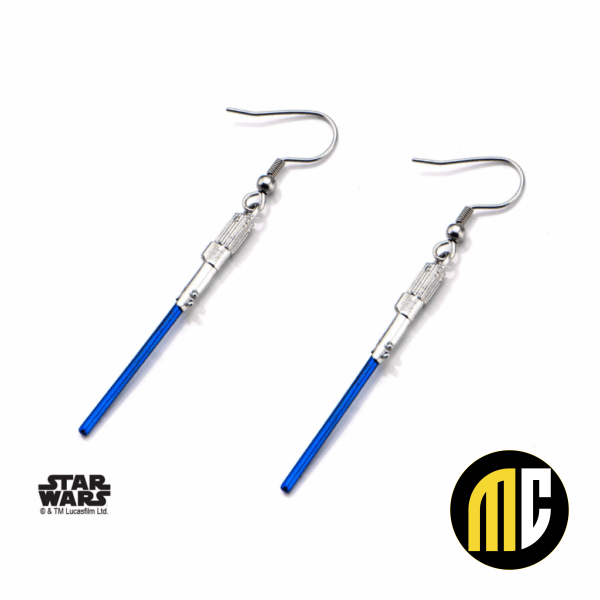 STAR WARS - Stainless Steel Blue Lightsaber Hook Dangle Earrings