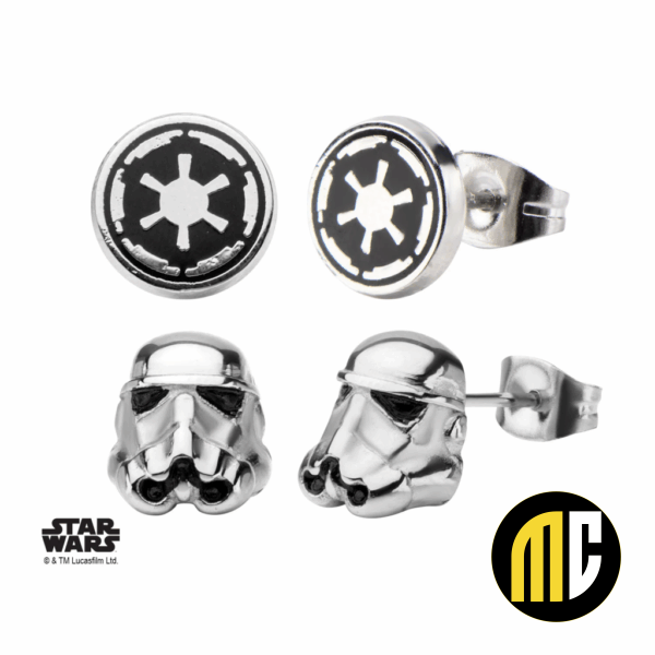 STAR WARS - 3D Stormtrooper and Enamel Galactic Empire Symbol Stud Ear