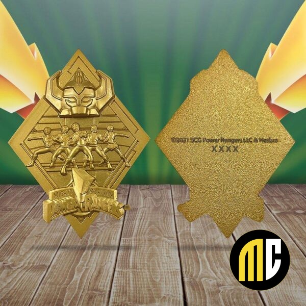 POWER RANGERS - Médaillon métal plaqué or collector '9x12.5x2.5cm'