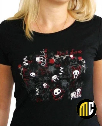SKELANIMALS - T-Shirt DARK LOVE Femme Black Basic (L)