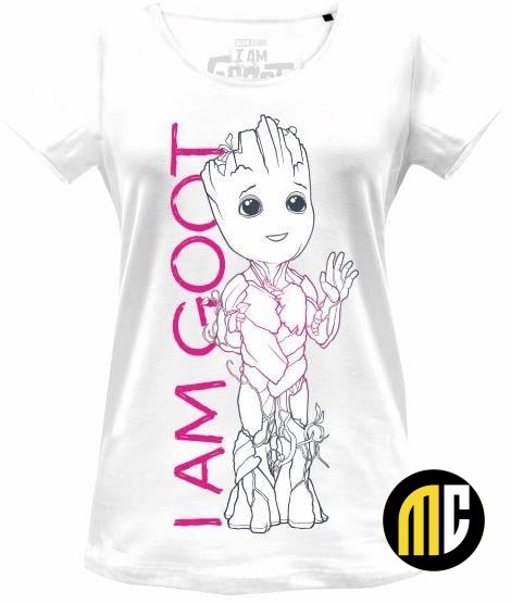 MARVEL - Baby Groot Line With I Am Groot Text - T-Shirt Femme (S)